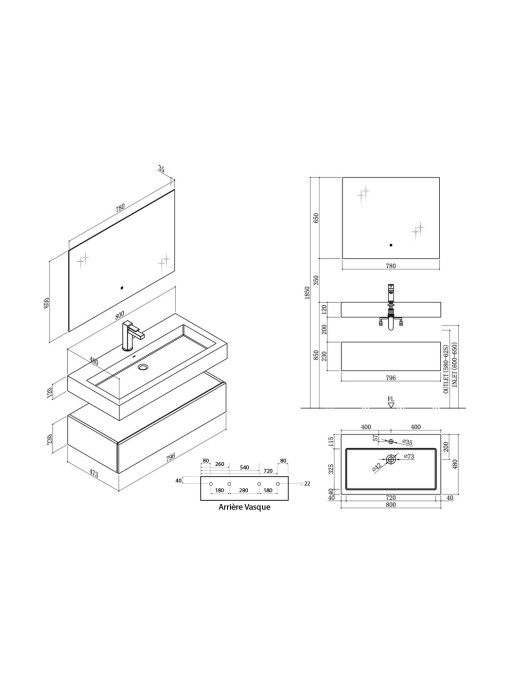 Meuble de salle de bain AVELLINO-800B