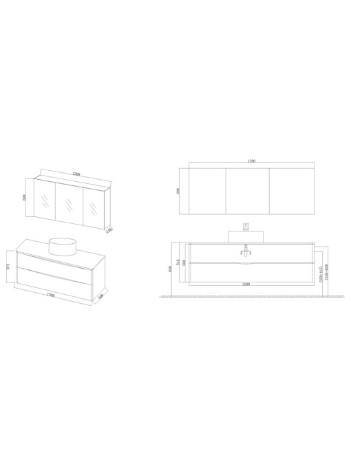 Meuble de salle de bain Terranova 1200 Noir