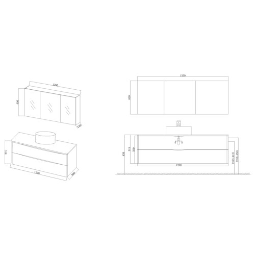 Meuble de salle de bain Terranova 1200 Noir