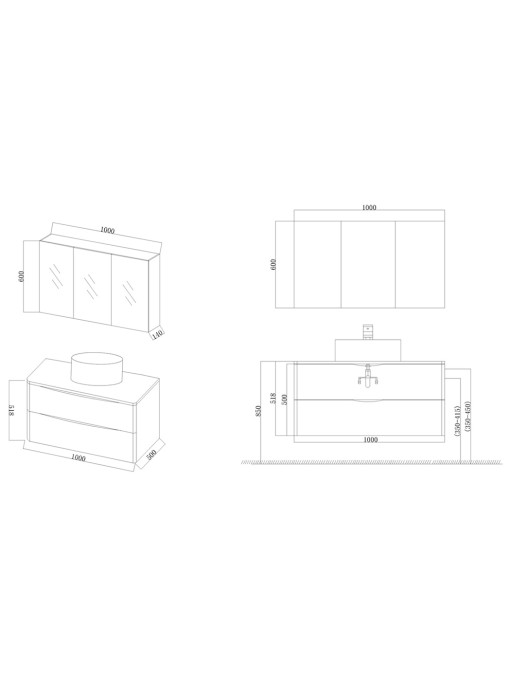 Meuble de salle de bain Terranova 1000 Scandinave