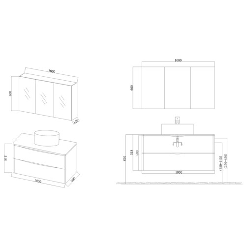 Meuble de salle de bain Terranova 1000 Scandinave