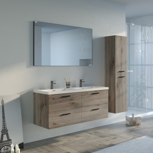 Meuble de salle de bain LANZARA 1200 Chêne gris