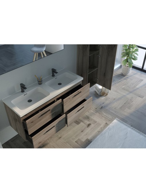 Meuble de salle de bain LANZARA 1200 Chêne gris