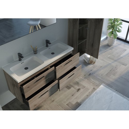 Meuble de salle de bain LANZARA 1200 Chêne gris