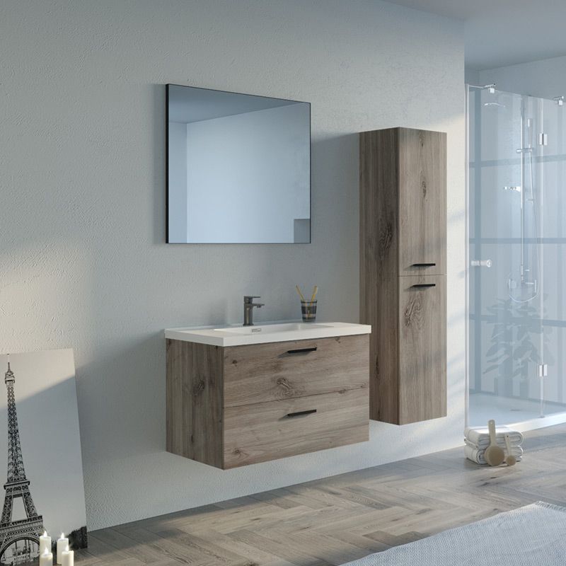 Meuble de salle de bain LANZARA 800 Chêne gris