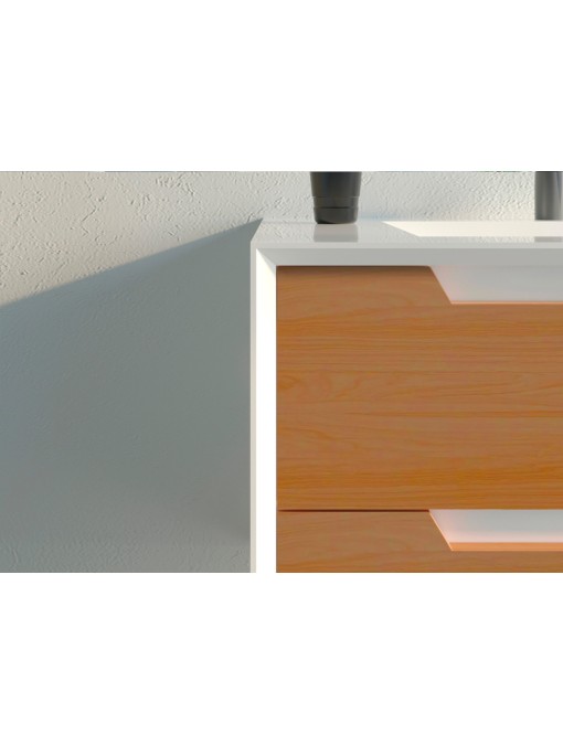 Meuble de salle de bain Scordia 900 Bois naturel et Blanc