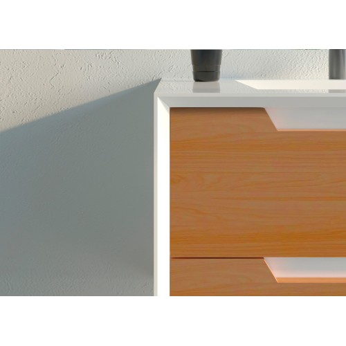 Meuble de salle de bain Scordia 900 Bois naturel et Blanc