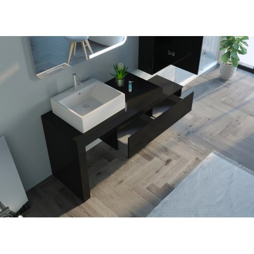 Meuble de salle de bain MELIZZANO 1100 Noir