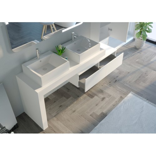 Meuble de salle de bain MELIZZANO 1400 Blanc
