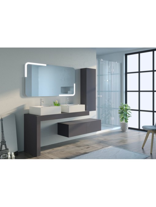 Meuble de salle de bain Melizzano 1400 Gris Anthracite