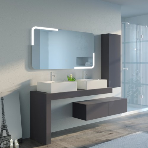 Meuble de salle de bain Melizzano 1400 Gris Anthracite