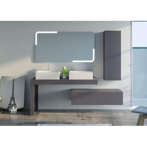 Meuble de salle de bain Melizzano 1400 Gris Anthracite