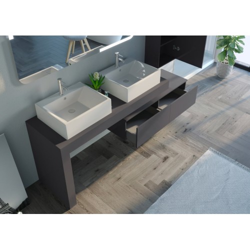 Meuble de salle de bain Melizzano 1400 Gris Anthracite