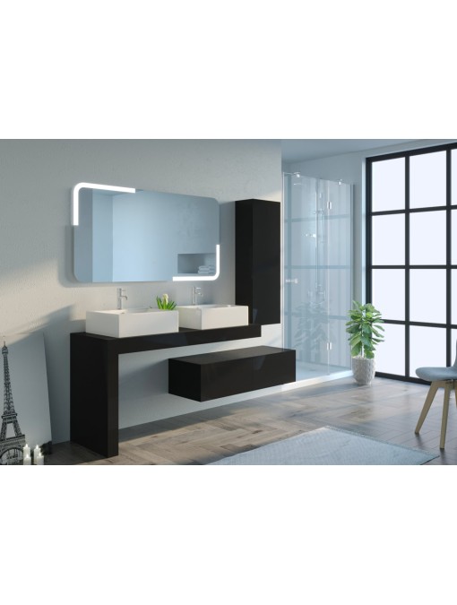 Meuble de salle de bain Melizzano 1400 Noir
