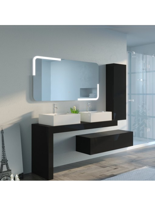 Meuble de salle de bain Melizzano 1400 Noir