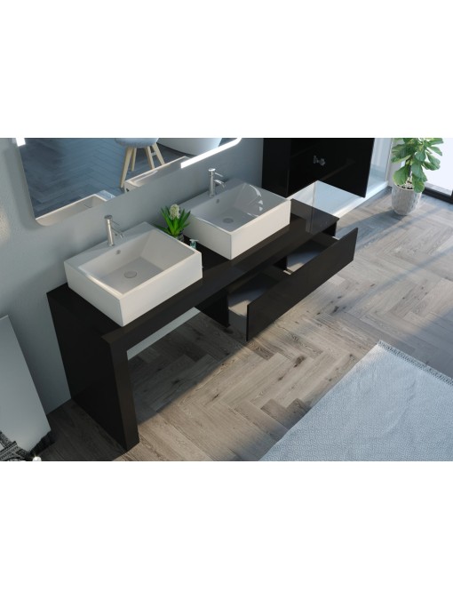 Meuble de salle de bain Melizzano 1400 Noir