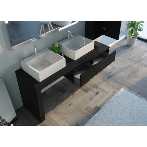 Meuble de salle de bain Melizzano 1400 Noir