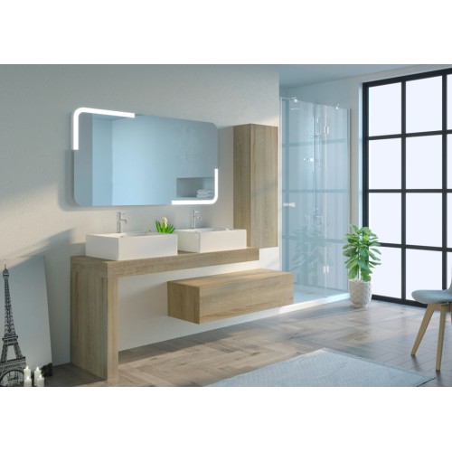 Meuble de salle de bain Double vasques Melizzano 1400 Scandinave