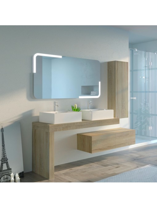 Meuble de salle de bain Double vasques Melizzano 1400 Scandinave