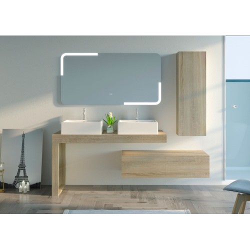 Meuble de salle de bain Double vasques Melizzano 1400 Scandinave