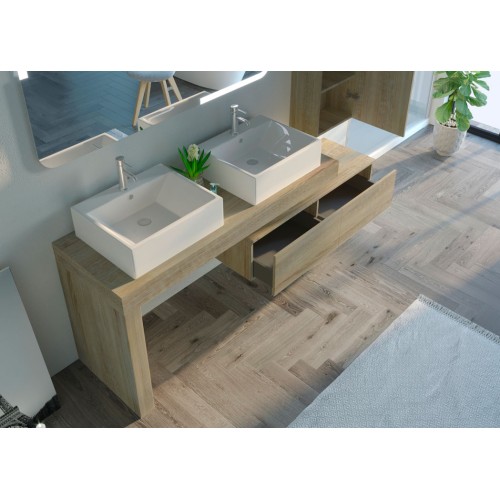 Meuble de salle de bain Double vasques Melizzano 1400 Scandinave