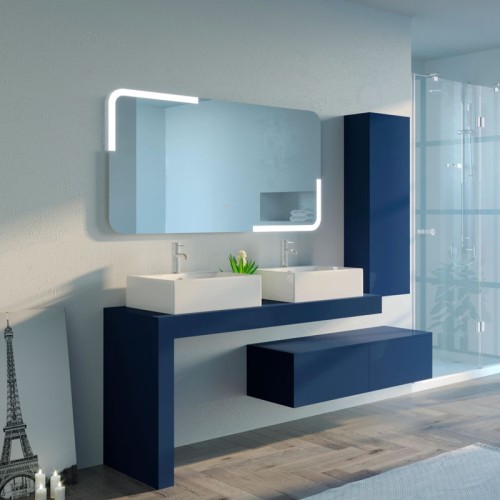 dimensions Meuble de salle de bain Melizzano 1400 Bleu saphir