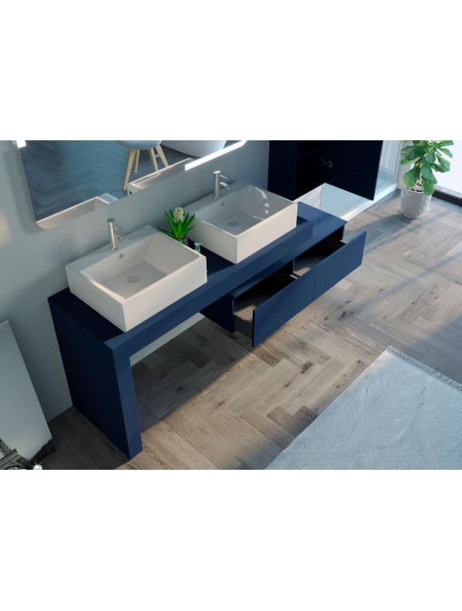 Meuble de salle de bain Melizzano 1400 Bleu saphir