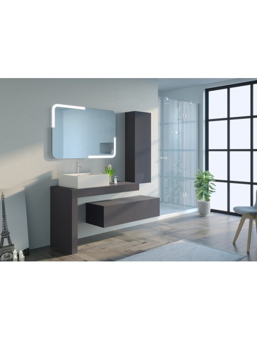 Meuble de salle de bain MELIZZANO 1100 Gris Anthracite