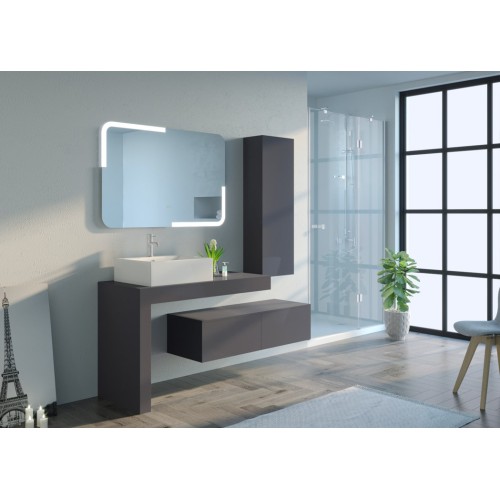Meuble de salle de bain MELIZZANO 1100 Gris Anthracite