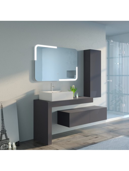 Meuble de salle de bain MELIZZANO 1100 Gris Anthracite
