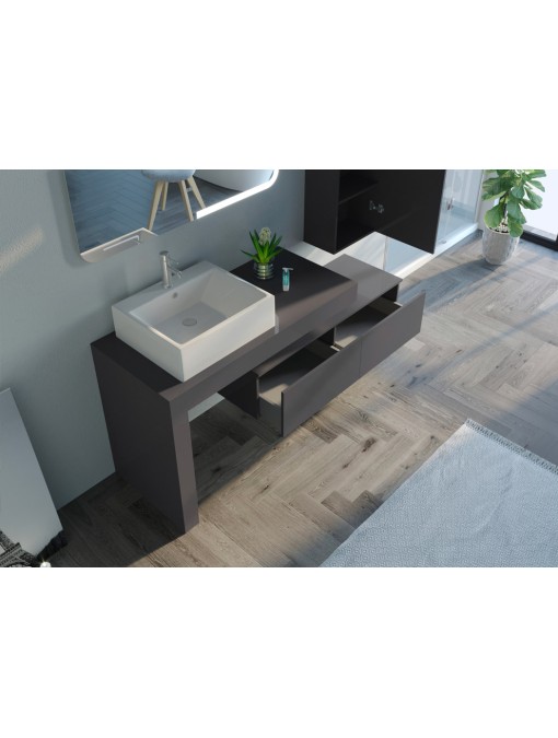 Meuble de salle de bain MELIZZANO 1100 Gris Anthracite
