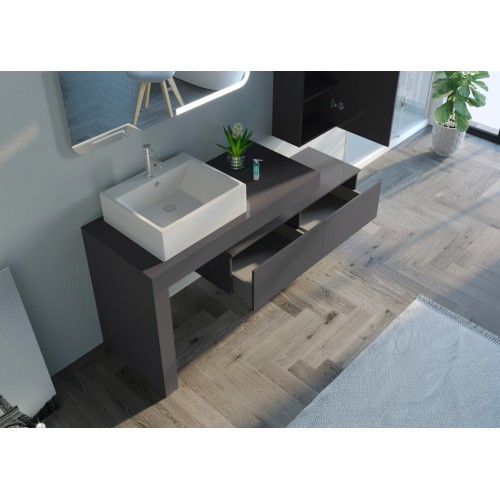 Meuble de salle de bain MELIZZANO 1100 Gris Anthracite