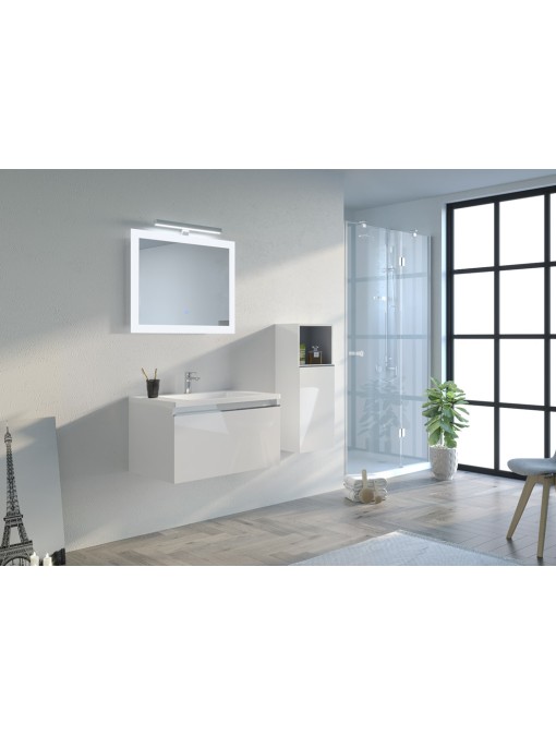 Meuble et demi colonne de rangement avec niche TIVOLI 800 Blanc
