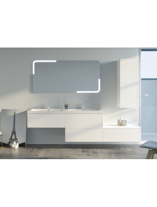 Meuble double vasque de salle de bain BELLISSIMO Blanc