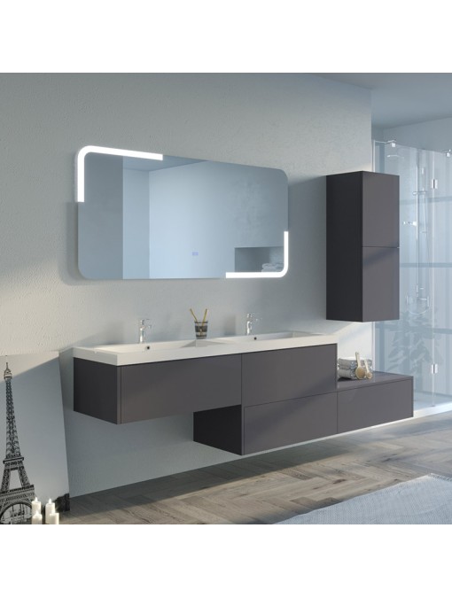 Meuble double vasque de salle de bain BELLISSIMO Gris Anthracite