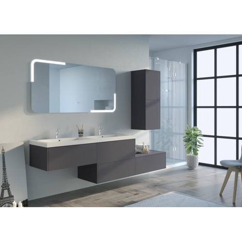 Meuble double vasque de salle de bain BELLISSIMO Gris Anthracite