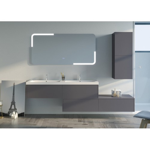 Meuble double vasque de salle de bain BELLISSIMO Gris Anthracite