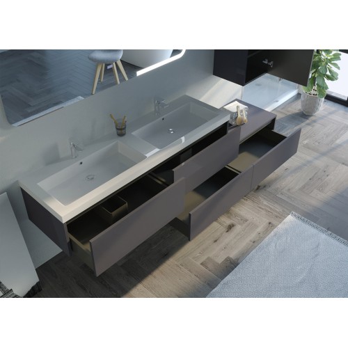 Meuble double vasque de salle de bain BELLISSIMO Gris Anthracite