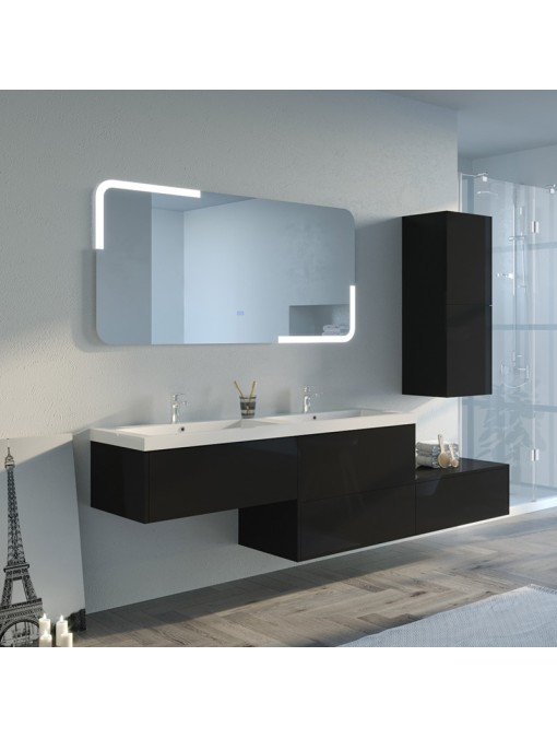 Meuble 2 vasques de salle de bain BELLISSIMO Noir