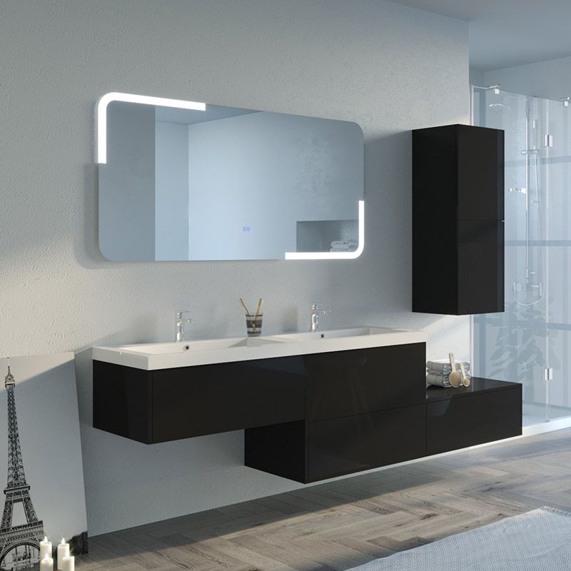 Meuble salle de bain Bellissimo noir 150 cm