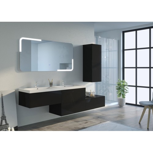 Meuble 2 vasques de salle de bain BELLISSIMO Noir