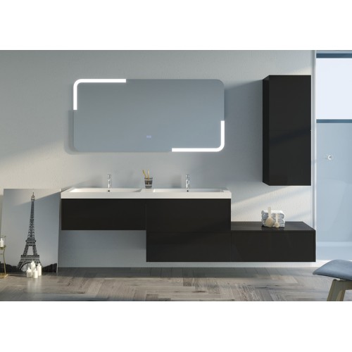 Meuble 2 vasques de salle de bain BELLISSIMO Noir