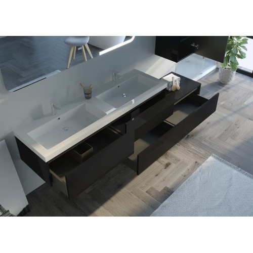 Meuble 2 vasques de salle de bain BELLISSIMO Noir