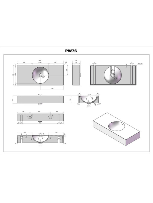 Plan vasque solid surface Réf : SDPW76