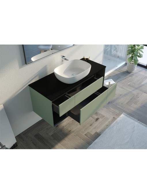 Meuble SORIANO Vert Amande avec vasque simple