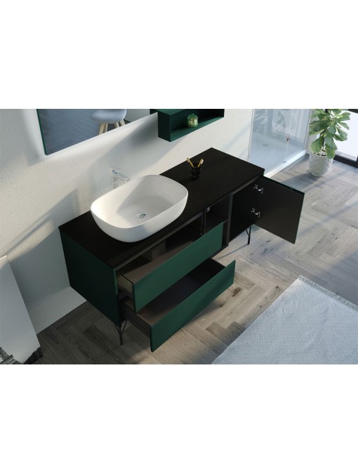 Meuble SCANZANO Vert Jungle simple vasque blanche