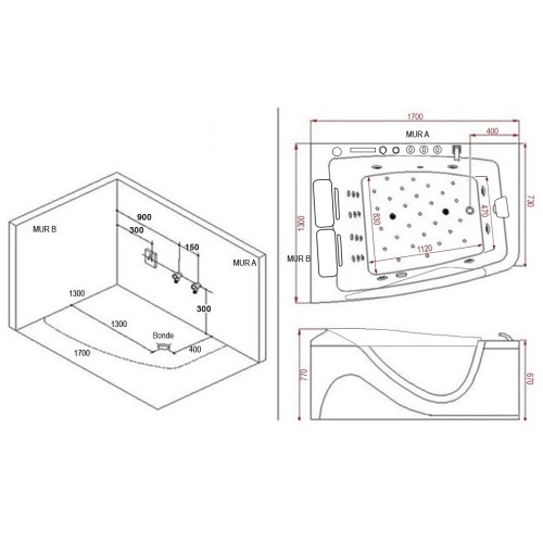 Baignoire au design moderne pour massage en duo 