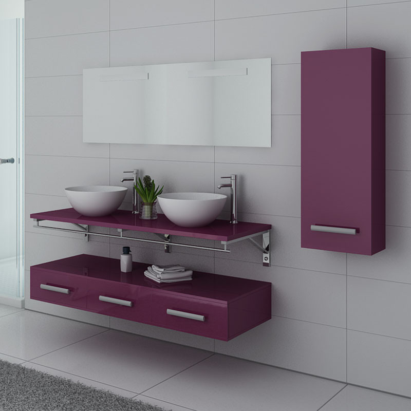 Meuble de salle de bain Aubergine VIRTUOSE DUO