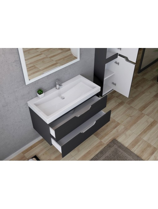 Meuble de salle de bain CALABRO 1000 Gris Anthracite