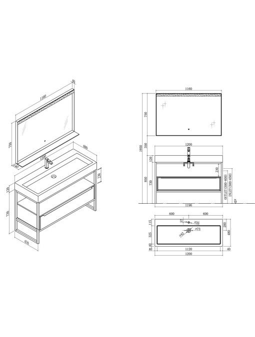 Meuble de salle de bain LAMEZIA 1200 Blanc